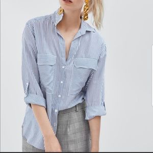 Zara Basic Button Down Stripped Top